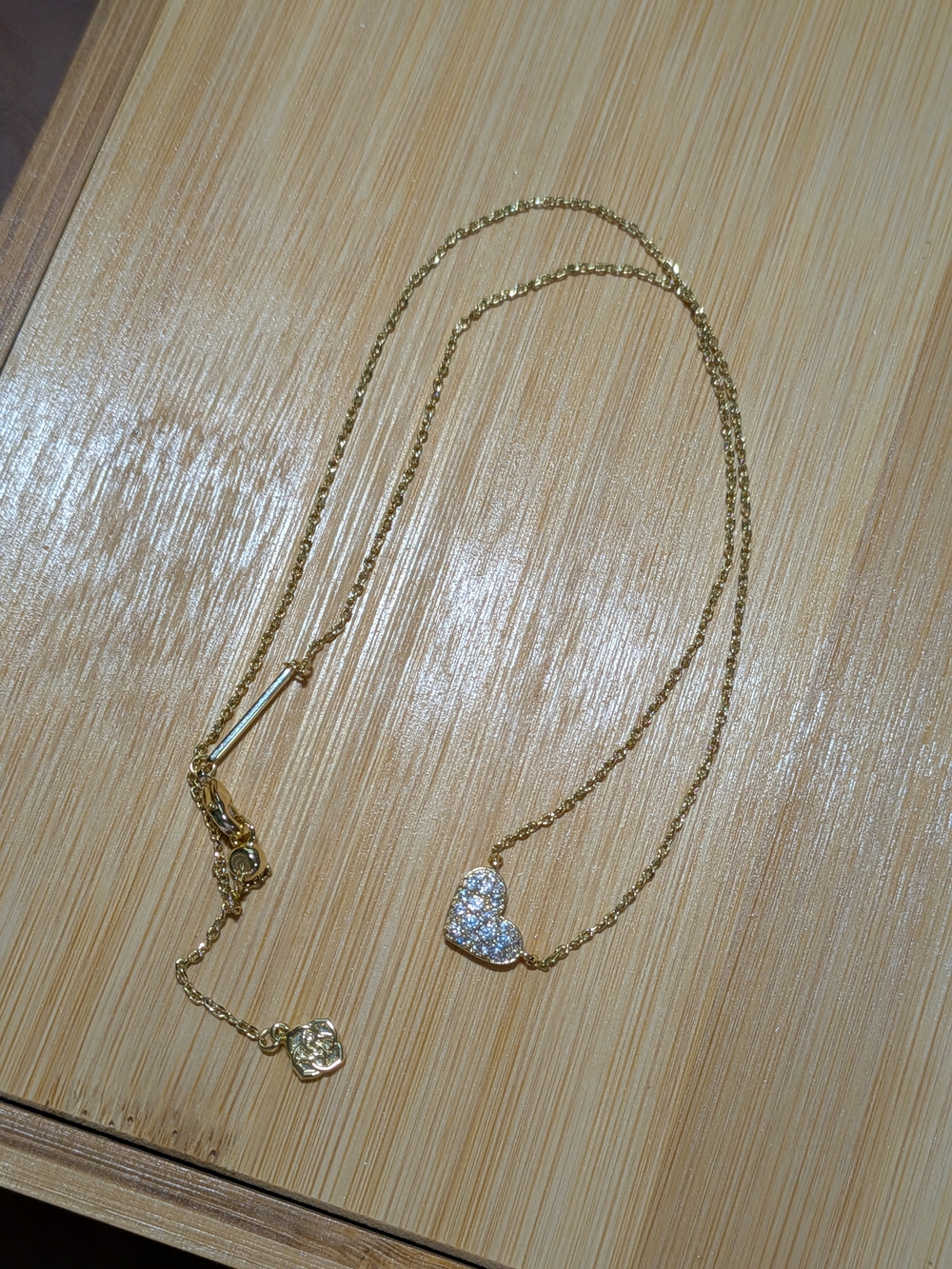 Kendra Scott: Ari Gold Pave Crystal Heart Necklace in White Crystal